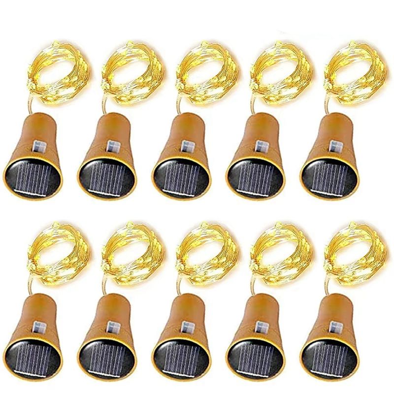 Decor Lighting Cork - A20F-10Pcs 태양열 와인 병 스트링 라이트