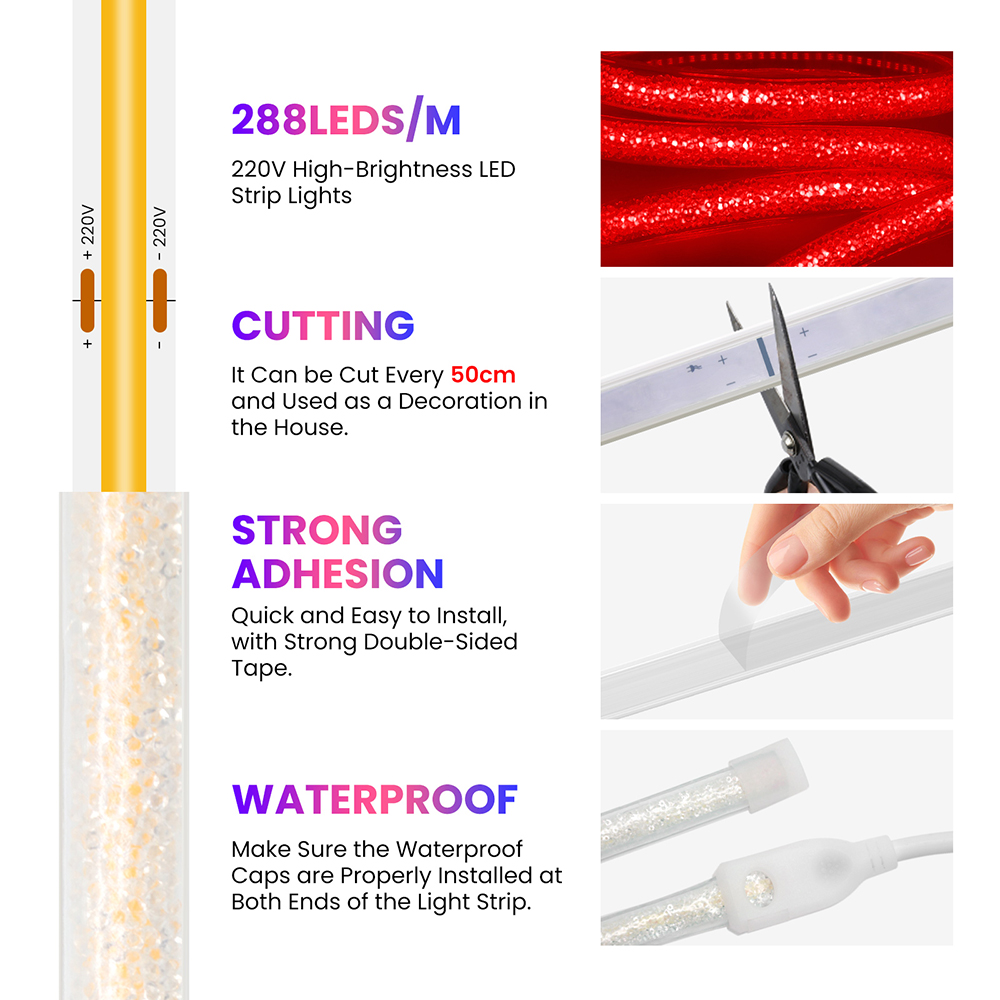 288개 LED COB LED 네온 라이트 스트립 해변 - Decor Lighting Uk 리뷰 및 가격