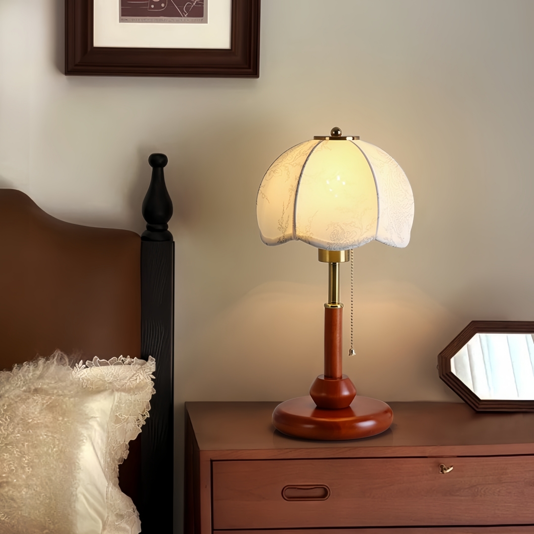 빈티지 스캘럽 돔 테이블 램프, 침실 협탁, 서재, 현 - Lighting Decor Bedroom 리뷰 및 가격