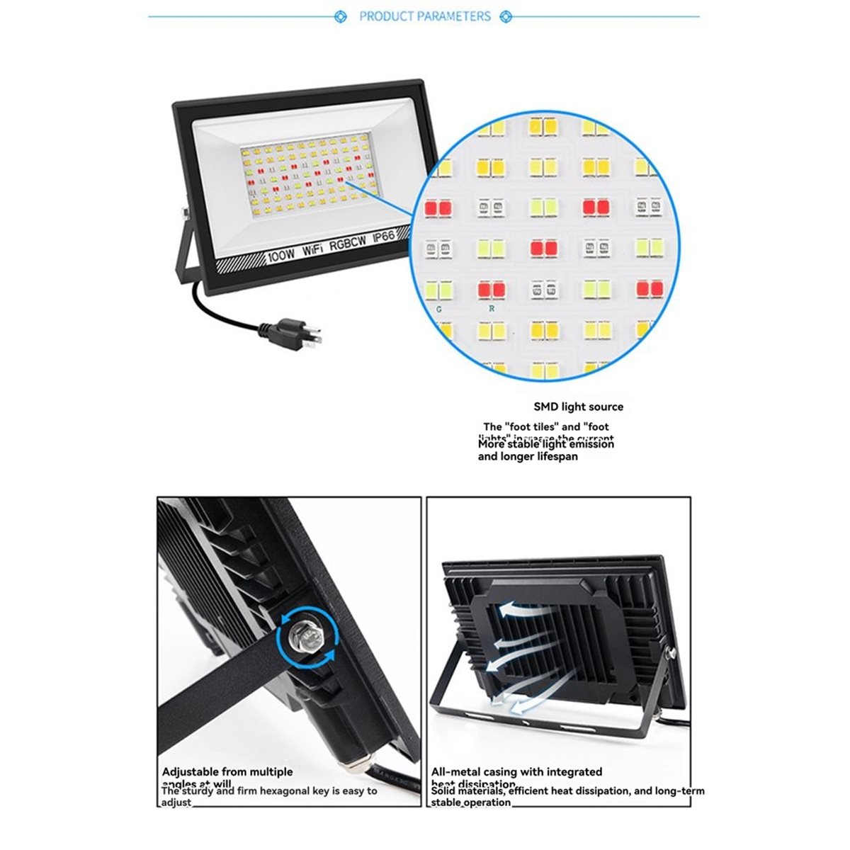 Nices 100W RGBCW LED 투광 조명 APP - Decor Lighting Uk 리뷰 및 가격