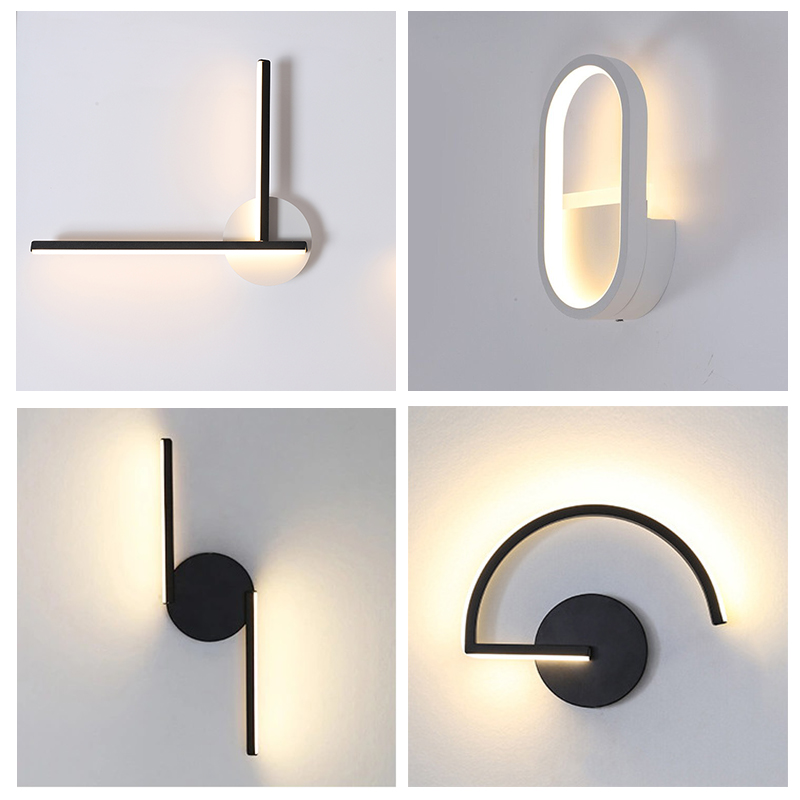 현대적인 북유럽 LED 벽등, 미니멀리스트 블랙 기하학 - Lighting Decor Bedroom 리뷰 및 가격