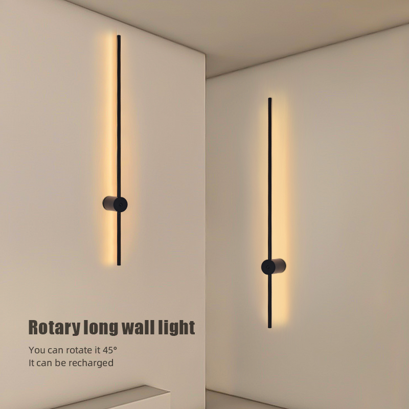 현대적인 충전식 LED 벽등 블랙 알루미늄 바디 선형  - Lighting Decor Bedroom 리뷰 및 가격