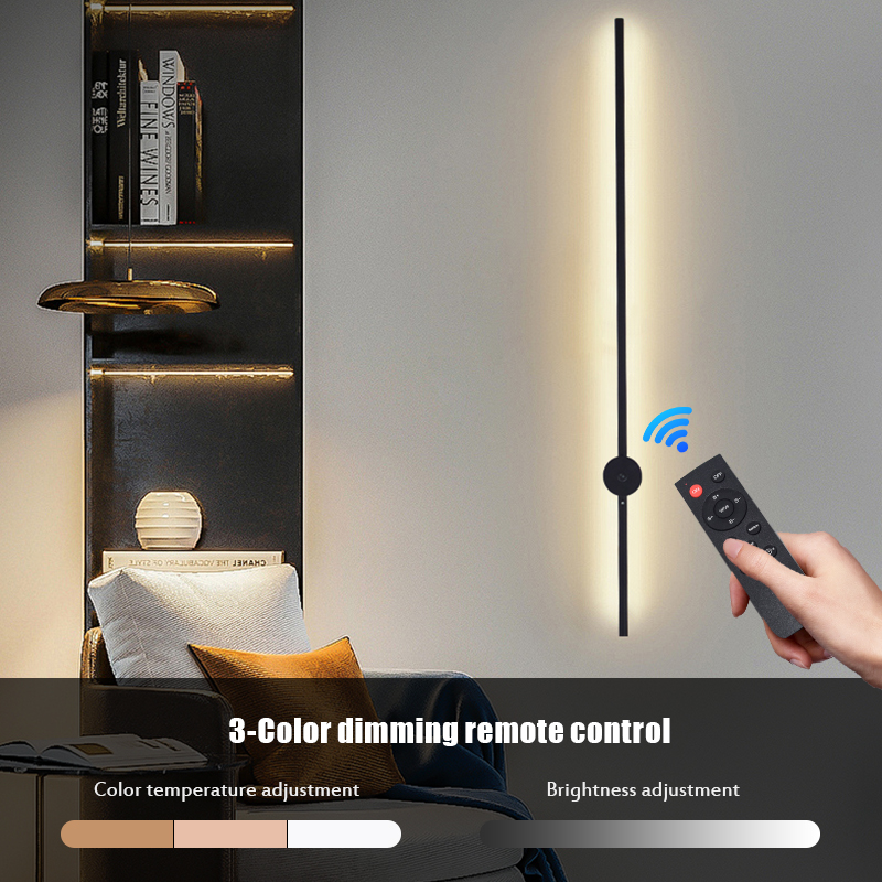 현대적인 충전식 LED 벽등 블랙 알루미늄 바디 선형  - Lighting Decor Bedroom 리뷰 및 가격
