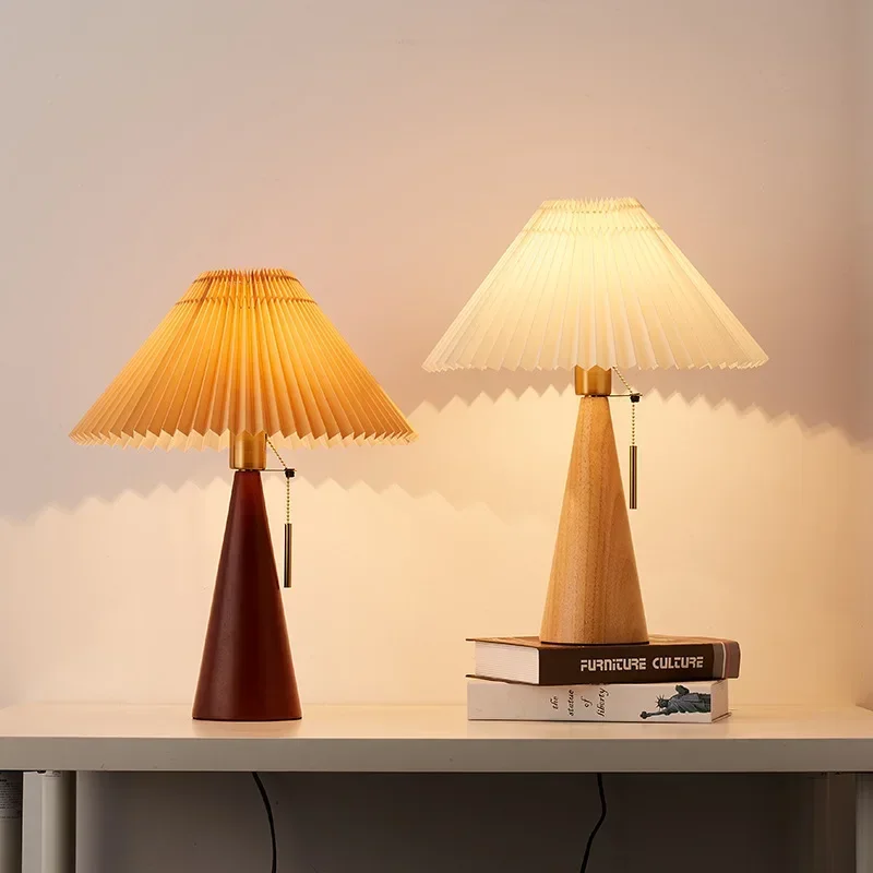 레트로 주름 테이블 램프 북유럽 스타일 원목 조명 침실 - Lighting Decor Bedroom 리뷰 및 가격
