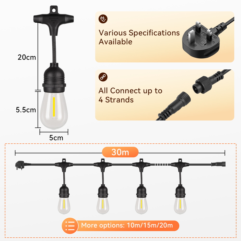 E27 야외 스트링 라이트 LED 전구 영국/미국 플러 - Decor Lighting Uk 리뷰 및 가격
