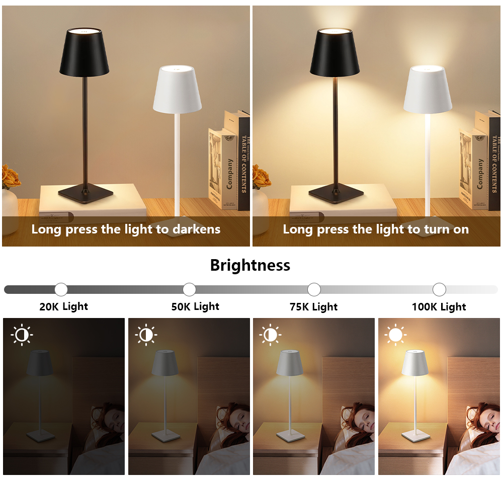 LED 충전식 책상 조명 무선 테이블 램프 무단계 디밍 - Lighting Decor Bedroom 리뷰 및 가격